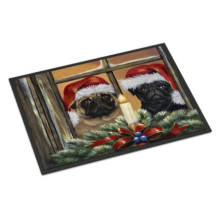 Carolines Treasures 24 x 36 in. Pug Christmas Anticipation Indoor or Outdoor Mat PPP3268JMAT